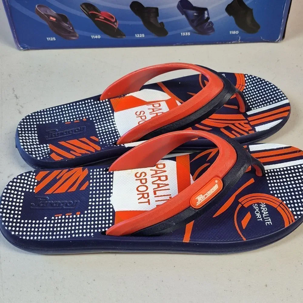 Paragon Paralite Men's 6 Navy & Orange Flip Flop - New